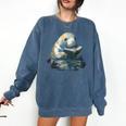 Cute Manatee Reading Book Bookworm Readers Manatee Lover Comfort Colors Sweatshirt Blue Jean