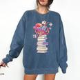 Cute Octopus Bookworm Fun Reading Tee For Book Lovers Comfort Colors Sweatshirt Blue Jean