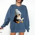 Cute Penguin Reading Book Faux-Crochet Print Comfort Colors Sweatshirt Blue Jean Cute Penguin Reading Book Faux-Crochet Print Comfort Colors Sweatshirt Blue Jean