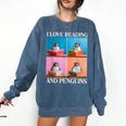 Cute Penguin Reading Book School Librarian Teacher Student Comfort Colors Sweatshirt Blue Jean