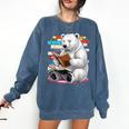 Cute Polar Bear Is Reading a Book Reading Polar Bear Comfort Colors Sweatshirt Blue Jean