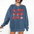 Cute Reading Hearts Valentine Day Book Lover Teacher Student Comfort Colors Sweatshirt Blue Jean