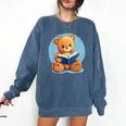 Cute Teddy Bear Reading Book Fun Comfort Colors Sweatshirt Blue Jean Cute Teddy Bear Reading Book Fun Comfort Colors Sweatshirt Blue Jean