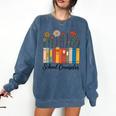 Cute Wildflower Book School Counseling Life School Counselor Comfort Colors Sweatshirt Blue Jean