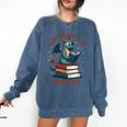 Dark Romance Romantasy Easily Distracted By Dragons & Books Comfort Colors Sweatshirt Blue Jean