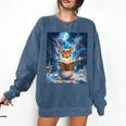 Deer Reads Book Women Girls Reindeer Comfort Colors Sweatshirt Blue Jean