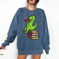 Dino Reading Read Reading Librarian Book Men Boys Kids Comfort Colors Sweatshirt Blue Jean Dino Reading Read Reading Librarian Book Men Boys Kids Comfort Colors Sweatshirt Blue Jean