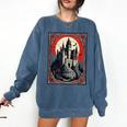 Dracula's Castle Book Cover Illustration Comfort Colors Sweatshirt Blue Jean