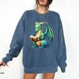 Dragon With Book Comfort Colors Sweatshirt Blue Jean