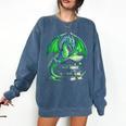Dragon Reading Books Bookworm Comfort Colors Sweatshirt Blue Jean