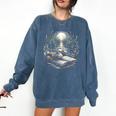 Duck Reading Book Full Moon Lake Scenery Comfort Colors Sweatshirt Blue Jean