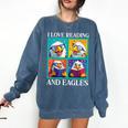 Eagle Love Reading And Eagles Child Book Lover Comfort Colors Sweatshirt Blue Jean
