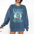 Easily Distracted By Books And Dragons Nerds Comfort Colors Sweatshirt Blue Jean