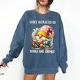 Easily Distracted By Books And Gnomes Book Reading Gnome Comfort Colors Sweatshirt Blue Jean