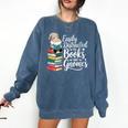 Easily Distracted By Books And Gnomes Comfort Colors Sweatshirt Blue Jean