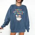 Easily Distracted By Books Silly-Goose Bookish Library Read Comfort Colors Sweatshirt Blue Jean