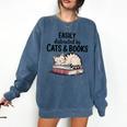 Easily Distracted By Cats And Books Cute Book Lover Comfort Colors Sweatshirt Blue Jean Easily Distracted By Cats And Books Cute Book Lover Comfort Colors Sweatshirt Blue Jean