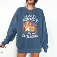 Easily Distracted By Cats And Books Cute Cat Sleeping Girls Comfort Colors Sweatshirt Blue Jean Easily Distracted By Cats And Books Cute Cat Sleeping Girls Comfort Colors Sweatshirt Blue Jean
