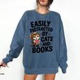 Easily Distracted By Cats And Books Lovers Reading Comfort Colors Sweatshirt Blue Jean Easily Distracted By Cats And Books Lovers Reading Comfort Colors Sweatshirt Blue Jean