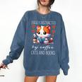 Easily Distracted By Coffee Cats And Books Comfort Colors Sweatshirt Blue Jean Easily Distracted By Coffee Cats And Books Comfort Colors Sweatshirt Blue Jean