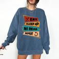 Eat Sleep Read Repeat Reading Books Reader Bookworm Comfort Colors Sweatshirt Blue Jean