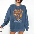 Education Is Freedom Afro Woman Book Illustration Comfort Colors Sweatshirt Blue Jean