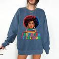 Education Is Freedom History Girl Women Book Lover Comfort Colors Sweatshirt Blue Jean