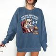 English Bulldog Dog Reading Book 67 Six Seven Meme Comfort Colors Sweatshirt Blue Jean