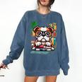 English Bulldog Reading a Book Dog Comfort Colors Sweatshirt Blue Jean English Bulldog Reading a Book Dog Comfort Colors Sweatshirt Blue Jean