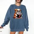 English Bulldog Reading a Book Dog For Men Women Girls Kids Comfort Colors Sweatshirt Blue Jean