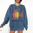 Equality Hurts No One LGBTQ Pride Books And Flowers Comfort Colors Sweatshirt Blue Jean Equality Hurts No One LGBTQ Pride Books And Flowers Comfort Colors Sweatshirt Blue Jean