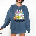 Every Bunny Loves To Read Easter Cute Reading Books Lover Comfort Colors Sweatshirt Blue Jean