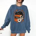 Fall Book Teacher Cat Books Halloween Autumn Librarian Comfort Colors Sweatshirt Blue Jean