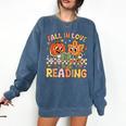 Fall In Love With Reading Autumn Pumpkin Teacher Book Lover Comfort Colors Sweatshirt Blue Jean Fall In Love With Reading Autumn Pumpkin Teacher Book Lover Comfort Colors Sweatshirt Blue Jean