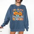 Fall In Love With Reading Thanksgiving Pumpkin Book Lover Comfort Colors Sweatshirt Blue Jean