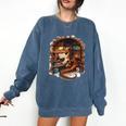 Fantasy Dragon Reading Book Lover Comfort Colors Sweatshirt Blue Jean