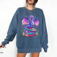 Fantasy Dragon Reading Books Bookworm Comfort Colors Sweatshirt Blue Jean
