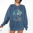 Fantasy Dragon Reading Magical Book Lover Halloween Vibes Comfort Colors Sweatshirt Blue Jean