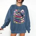 Fantasy Drama Tragedy Cute Cat Book Lover Readers Librarians Comfort Colors Sweatshirt Blue Jean