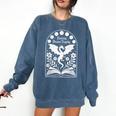 Fantasy Drama Tragedy Dragon Book Magic Gothic Moon Phases Comfort Colors Sweatshirt Blue Jean