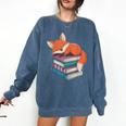 Fox Reading Book Pajama Sleep Comfort Colors Sweatshirt Blue Jean