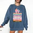 With Freedom Flowers Books And The Moon Comfort Colors Sweatshirt Blue Jean