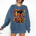 Geometric History Educated Women Reading Book Melanin Comfort Colors Sweatshirt Blue Jean
