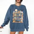 Ghost Book Reading Books Lover Teacher Happy Halloween Comfort Colors Sweatshirt Blue Jean