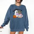 Ghost Reading Halloween Women Teacher Book Lover Comfort Colors Sweatshirt Blue Jean Ghost Reading Halloween Women Teacher Book Lover Comfort Colors Sweatshirt Blue Jean