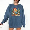 Gingerbread Reading Book Lovers Christmas Bookworm Librarian Comfort Colors Sweatshirt Blue Jean