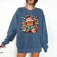 Gingerbread Reading Book Lovers Christmas Bookworm Librarian Premium Comfort Colors Sweatshirt Blue Jean