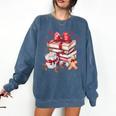 Girly Coquette Gingerbread Books And Hot Cocoa Cozy Season Comfort Colors Sweatshirt Blue Jean