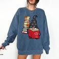 Gnome Read Reading Book Librarian Across America Women Kids Comfort Colors Sweatshirt Blue Jean