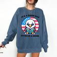 A Good Day To Read a Book Reading Eagle With American Flag Comfort Colors Sweatshirt Blue Jean